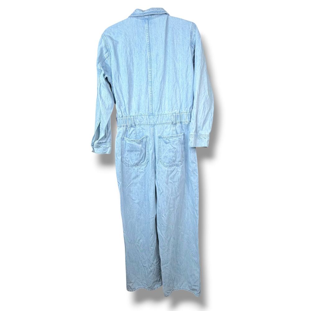 Universal Thread Light Wash Button Utility Denim Wide Leg Relaxed Fit Jumpsuit - Picture 6 of 9